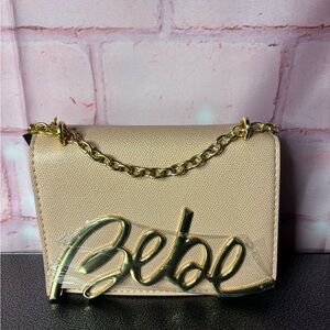bebe Blush Crossbody Bag with Gold Script Logo